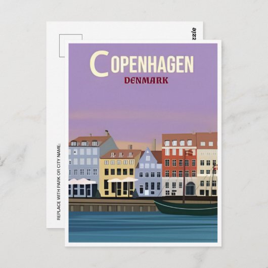 Kopenhagen Dänemark Vintage Stadt Europa Postkarte (Vorne/Hinten)