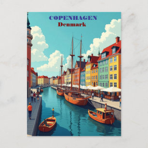 Kopenhagen Dänemark Vintage Travel Art Print - Ret Postkarte