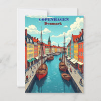 Kopenhagen Dänemark Vintage Travel Art Print - Ret
