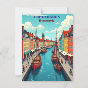Kopenhagen Dänemark Vintage Travel Art Print - Ret Postkarte