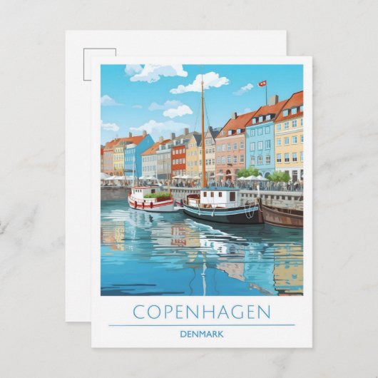 Kopenhagen Dänemark Vintage Travel Postkarte (Vorne/Hinten)