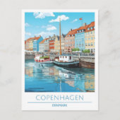 Kopenhagen Dänemark Vintage Travel Postkarte (Vorderseite)