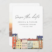 Kopenhagen Dänemark Zoll-Foto Save the Date Einladung (Vorne/Hinten)