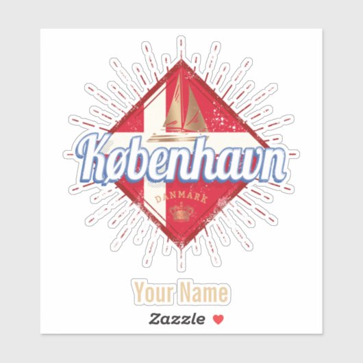 Kopenhagen Hauptstadt Dänemark Retro Segelschiff Aufkleber (Blatt)