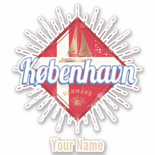 Kopenhagen Hauptstadt Dänemark Retro Segelschiff Aufkleber (Vorderseite)