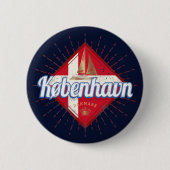 Kopenhagen Hauptstadt Dänemark Retro Segelschiff Button (Vorderseite)