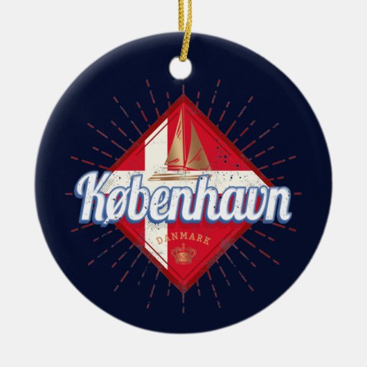 Kopenhagen Hauptstadt Dänemark Retro Segelschiff Keramik Ornament (Vorne)
