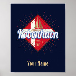 Kopenhagen Hauptstadt Dänemark Retro Segelschiff Poster