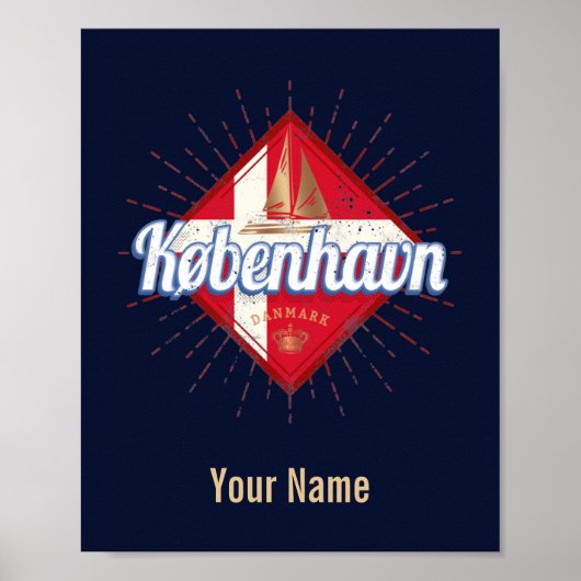 Kopenhagen Hauptstadt Dänemark Retro Segelschiff Poster (Vorne)