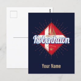 Kopenhagen Hauptstadt Dänemark Retro Segelschiff Postkarte