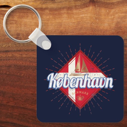 Kopenhagen Hauptstadt Dänemark Retro Segelschiff Schlüsselanhänger (Vorderseite)