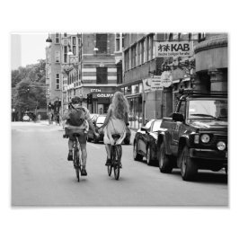 Kopenhagen Liebhaber von Fahrrädern, Schwarz und W Fotodruck