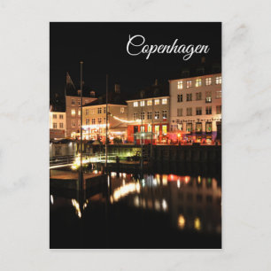 Kopenhagen nachts postkarte