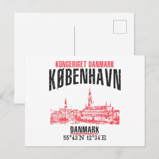 Kopenhagen Postkarte (Vorne/Hinten)
