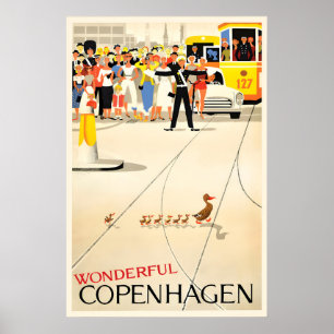 Kopenhagen Reiseplakat Vintage Dänemark Kunst Druc Poster