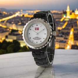 Kopenhagen ruft Kristall Black Enamel auf Armbanduhr