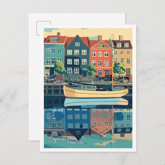 Kopenhagen Stadt Dänemark Vintage Travel Postkarte (Vorne/Hinten)