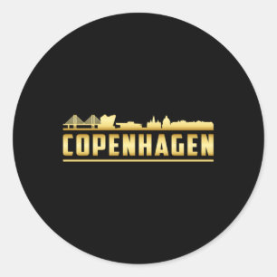 Kopenhagen Stadt Skyline Stadtbezirk Geschenk Runder Aufkleber