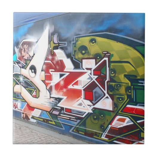 Kopenhagen-Straßen-Graffiti-Kunst Fliese (Vorderseite)