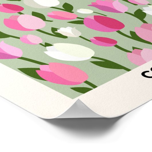 Kopenhagener Blume - Rosa und Grün Poster (Ecke)