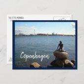 Kopenhagener Hafen und die kleine Meerjungfrau mit Postkarte (Vorne/Hinten)