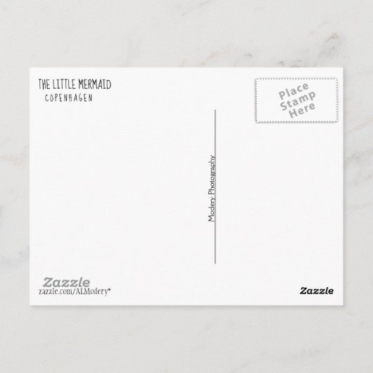 Kopenhagener Hafen und die kleine Meerjungfrau Postkarte (Rückseite)