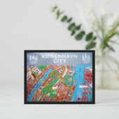Kopenhagener Landkarte Postkarte (Stehend Vorderseite)