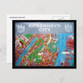 Kopenhagener Landkarte Postkarte (Vorne/Hinten)