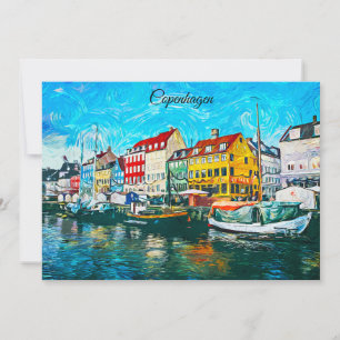 Kopenhagener Ölmalerei der Uferpromenade von Nyhav Karte