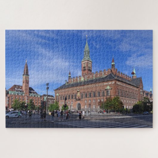 Kopenhagener Rathaus am sonnigen Sommertag Puzzle (Horizontal)