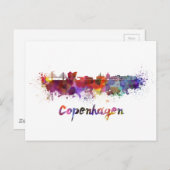 Kopenhagener Skyline in Aquarellfarbe Postkarte (Vorne/Hinten)