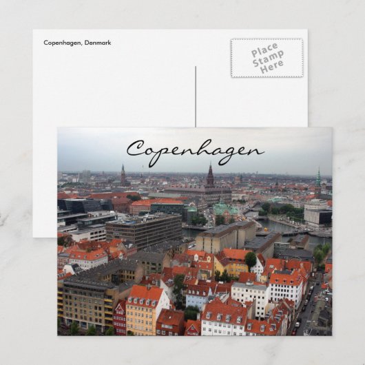 Kopenhagener Stadt Postkarte (Vorne/Hinten)