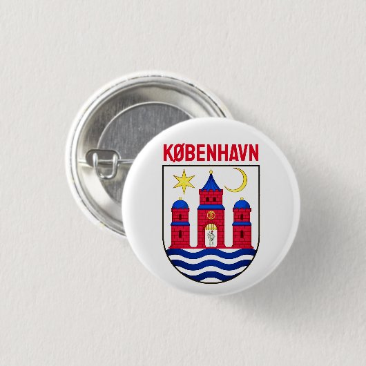 Kopenhagener Wappen - DÄNEMARK Button (Vorne & Hinten)