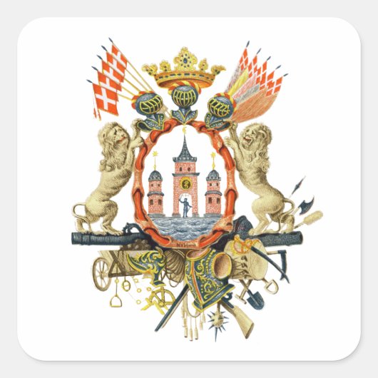 Kopenhagener Wappen Quadratischer Aufkleber (Vorderseite)