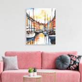 Kopenhagener Wasserfarbe Leinwanddruck (Insitu (Wohnzimmer))