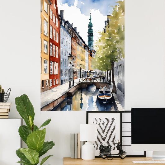 Kopenhagener Wasserfarbe Poster (Heimbüro)