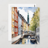 Kopenhagener Wasserfarbe Postkarte (Vorne/Hinten)