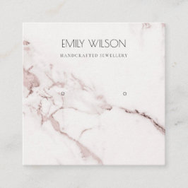 KOPER BLUSH PINK MARBLE STUDIE EARRING DISPLAY LOG QUADRATISCHE VISITENKARTE