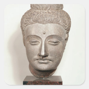 Kopf aus einer Buddha-Statue Quadratischer Aufkleber