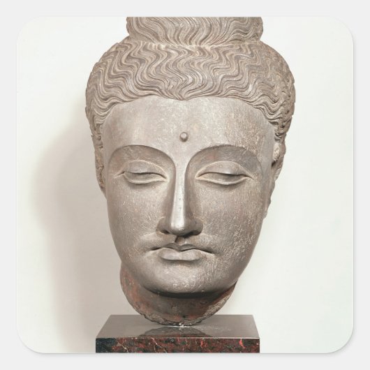 Kopf aus einer Buddha-Statue Quadratischer Aufkleber (Vorderseite)