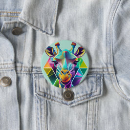 Kopf der farbenfrohen geometrischen Giraffe Button
