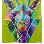 Kopf der farbenfrohen geometrischen Giraffe Duschvorhang (Vorderseite)