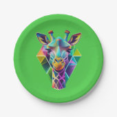 Kopf der farbenfrohen geometrischen Giraffe Pappteller (Vorderseite)