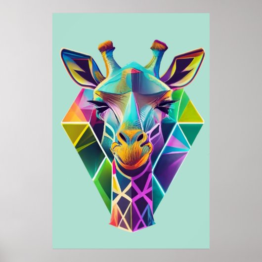 Kopf der farbenfrohen geometrischen Giraffe Poster (Vorne)