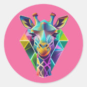 Kopf der farbenfrohen geometrischen Giraffe Runder Aufkleber (Vorderseite)