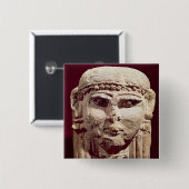 Kopf der Göttin Ishtar, von Amman, Jordanien Button (Vorne & Hinten)