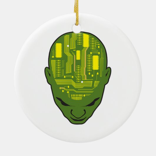 Kopf der Leiterplatte gelb und grün Keramikornament (Hinten)