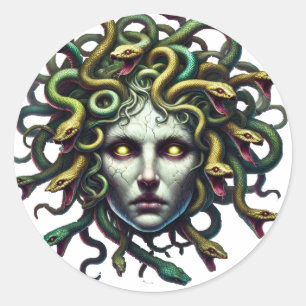 Kopf der Madusa Runder Aufkleber