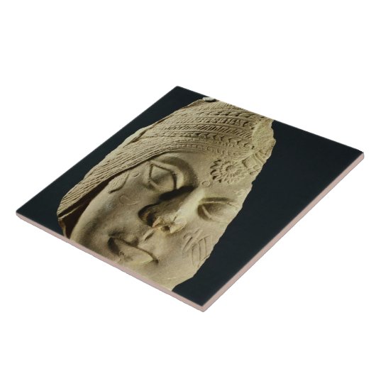 Kopf des roten Sandsteins von Yakshi, Bharhut, 2. Fliese (Seite)