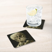 Kopf des Skeletts mit Zigarette durch Van Gogh Rechteckiger Pappuntersetzer (Vor Ort)